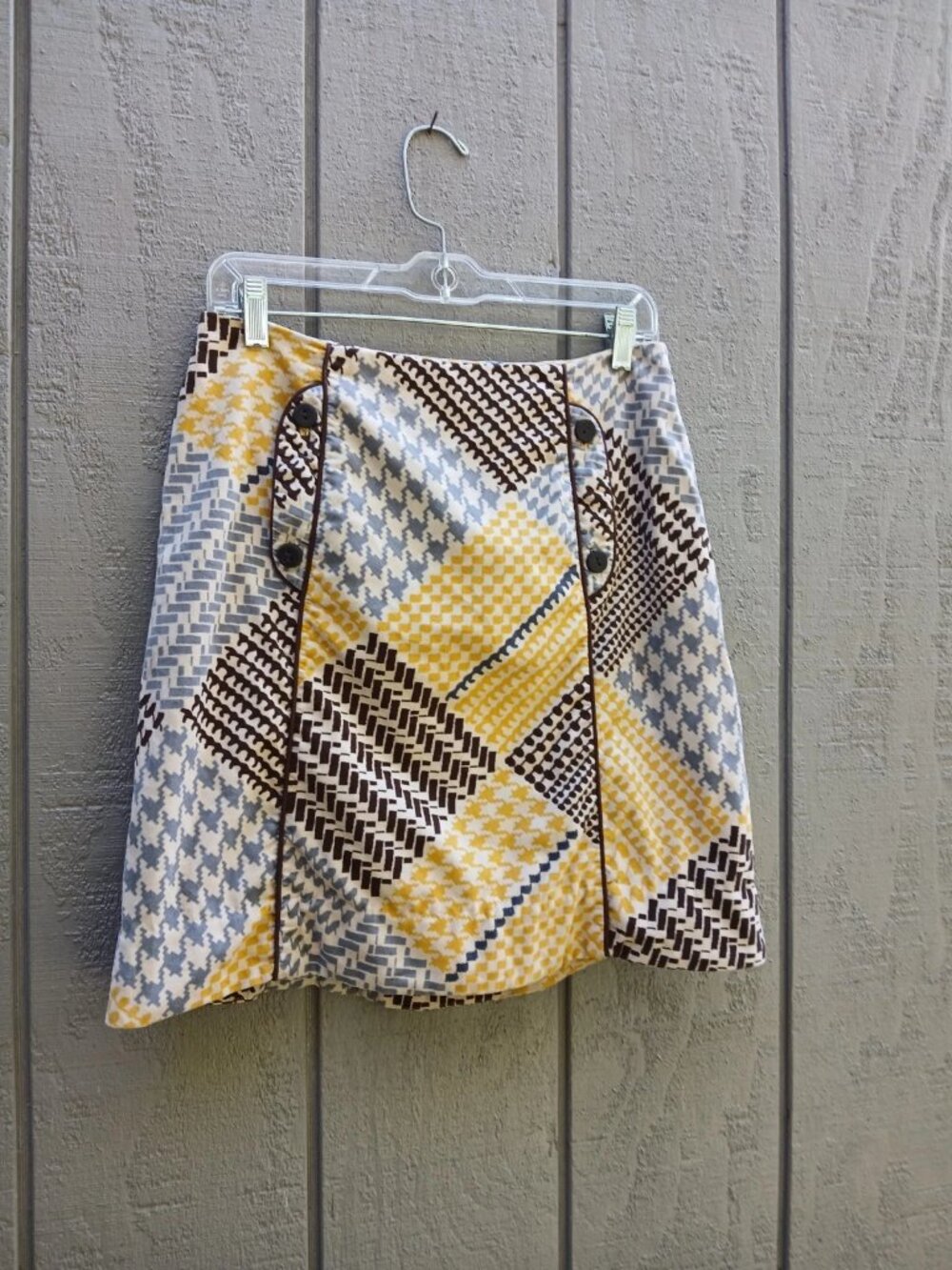 Maeve Anthropologie Size 0 Patchwork Houndstooth Mini Skirt Velvet Velour XS